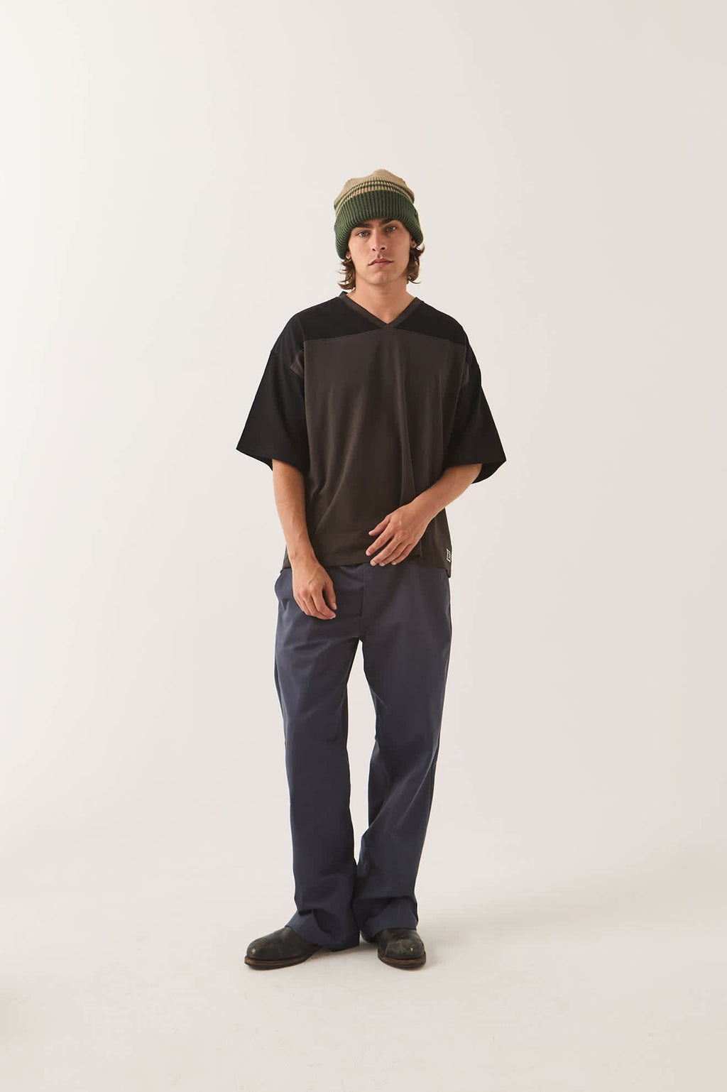 Brixton Football T-Shirt - Black/Washed Black