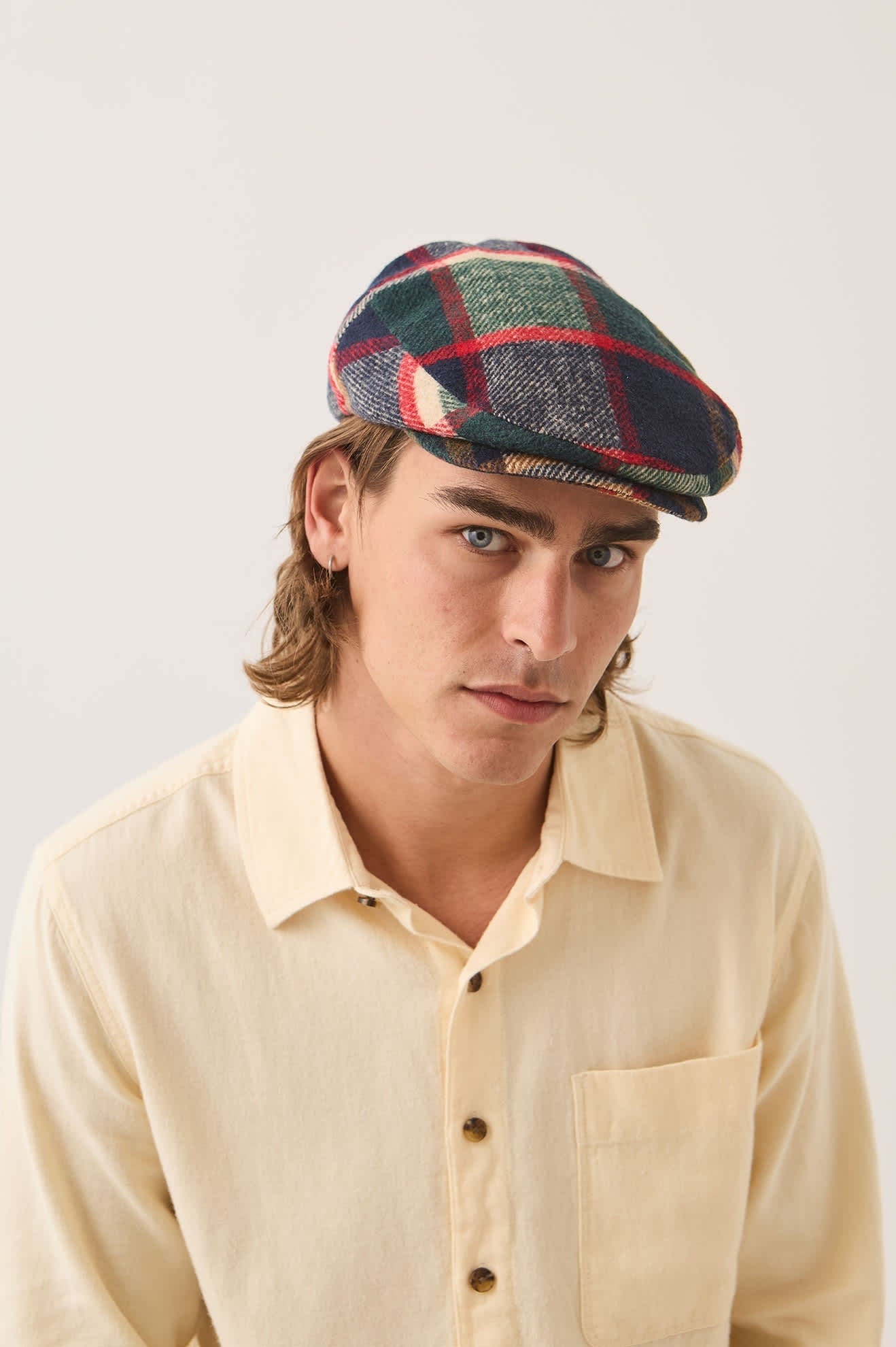 Hooligan Flat Cap - Navy/Green/Red/Cream