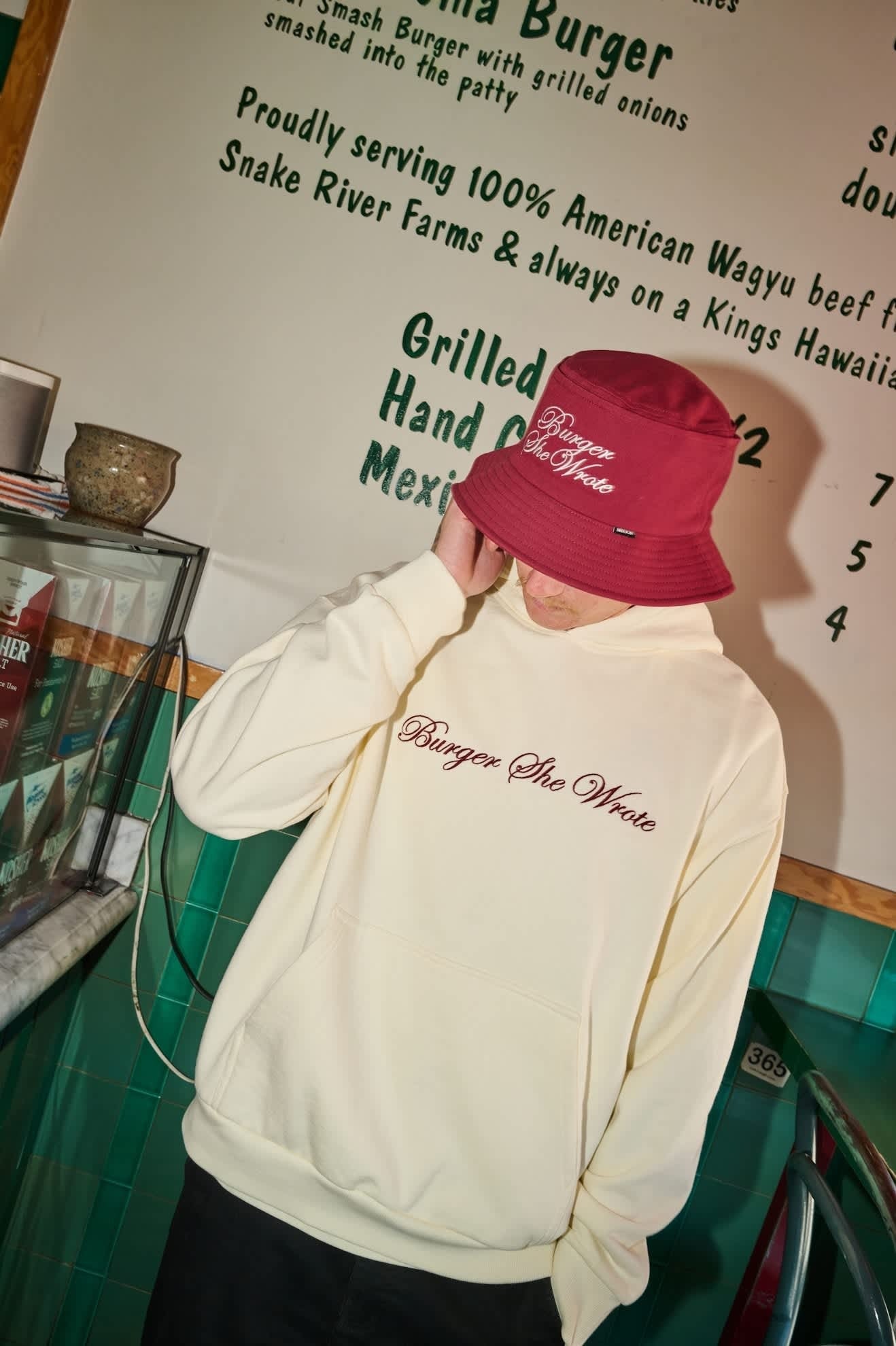 Burger She Wrote Bucket Hat - Burgundy