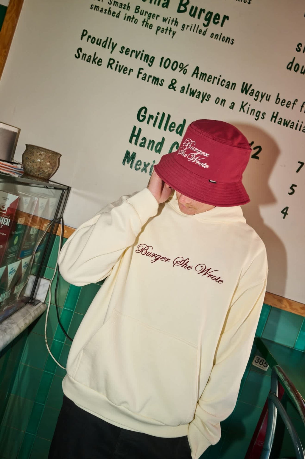Burger She Wrote Bucket Hat - Burgundy