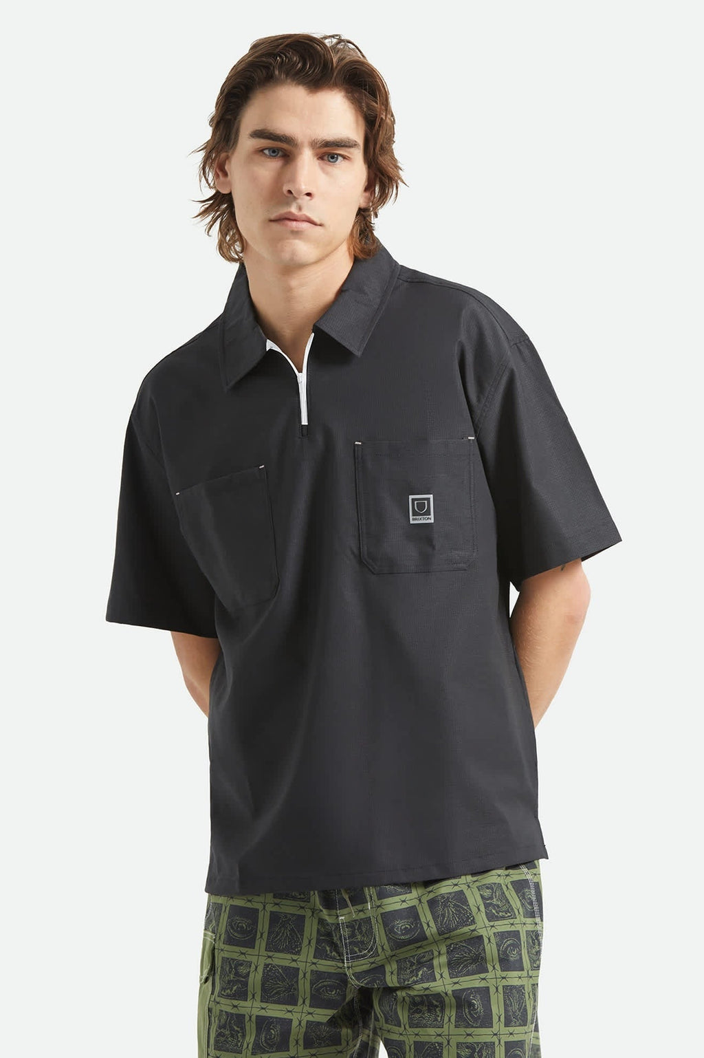 Journey Lightweight 1/2 Zip Cropped Short Sleeve Shirt - Black