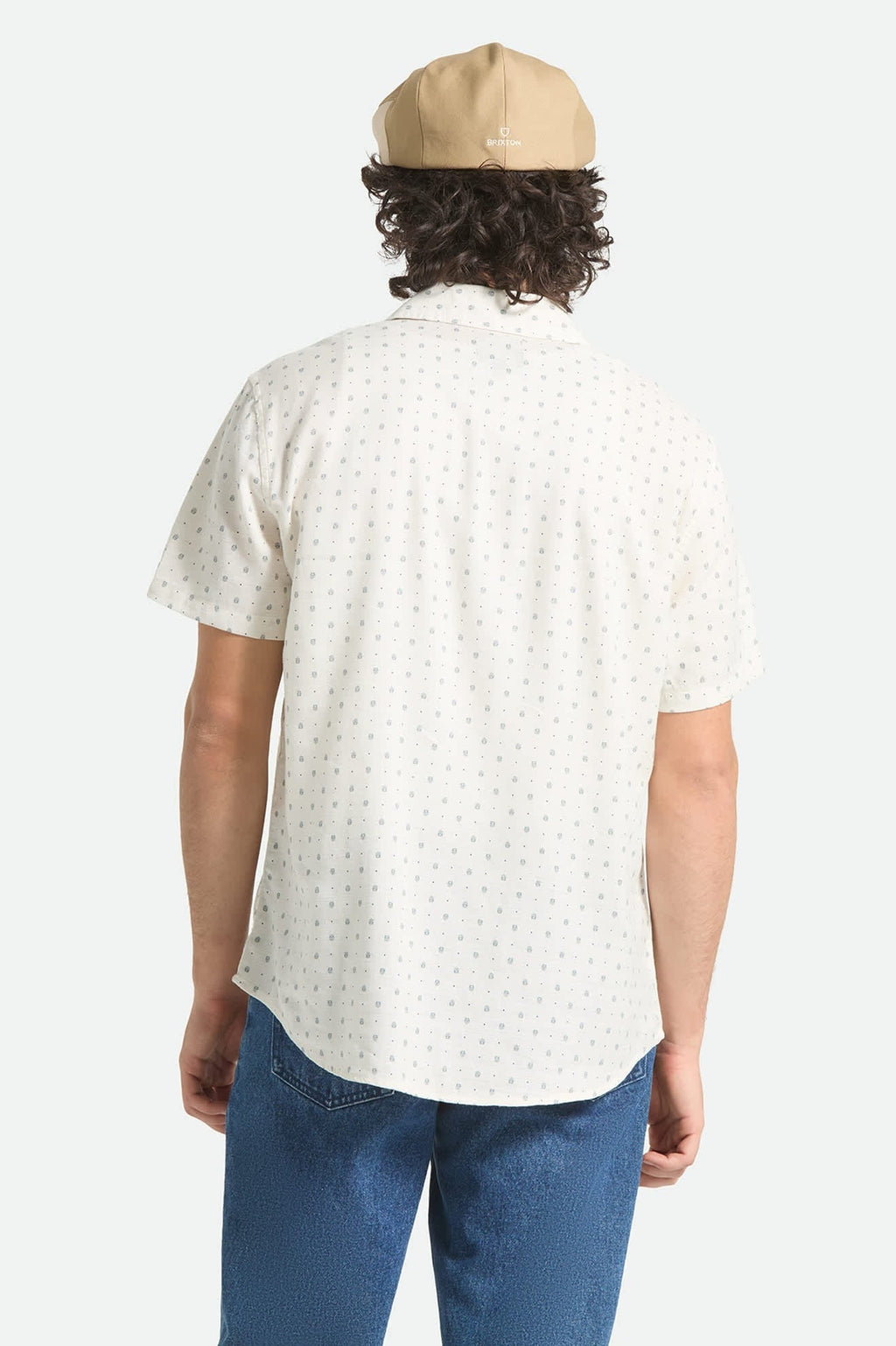 Charter Slub Short Sleeve Shirt - Off White Micro Geo