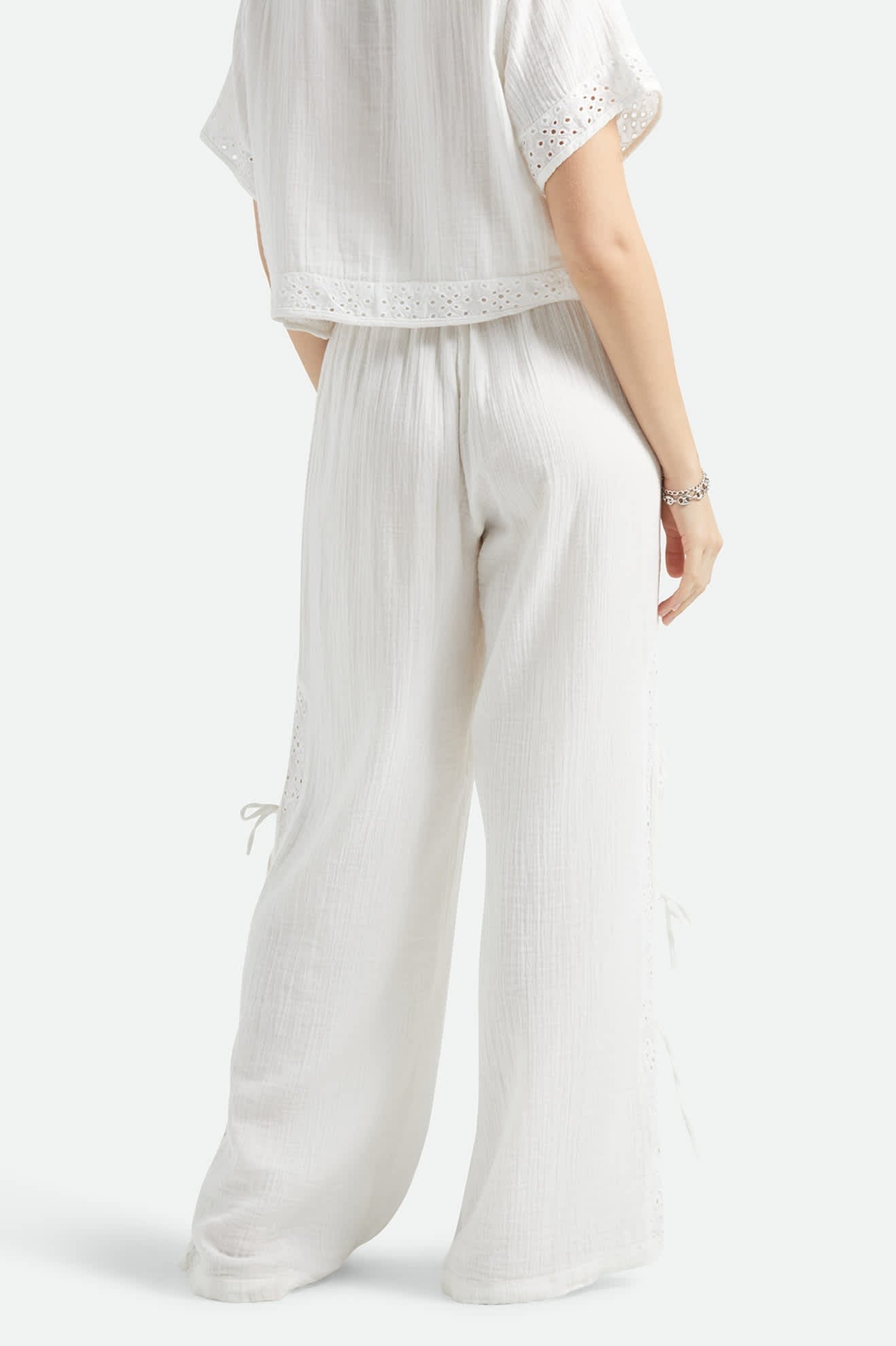 Seaside Eyelet Wide Leg Pant - Off White Eyelet