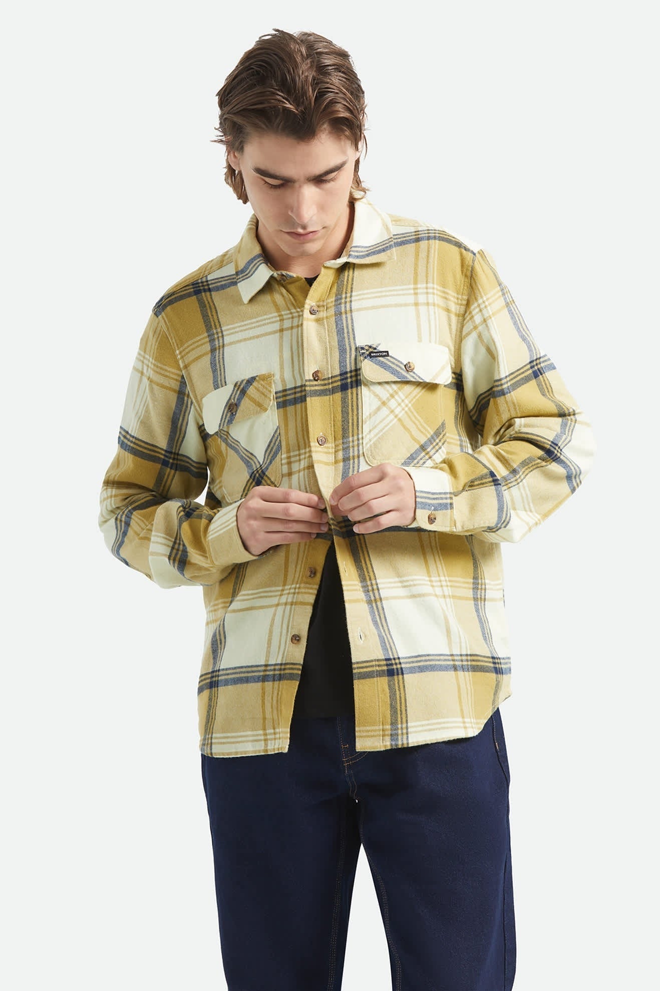 Bowery Lightweight Ultra Soft Flannel - Yellow/Dusted Ochre