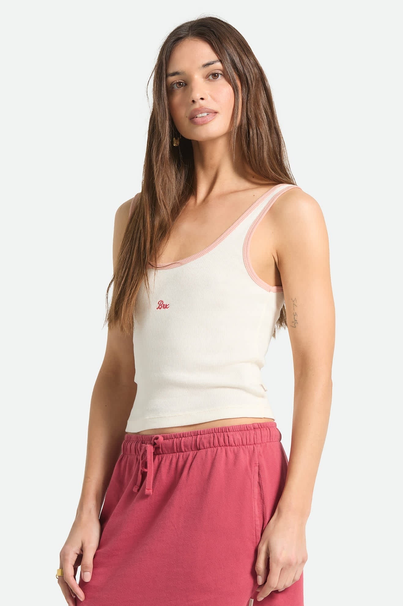 Ringer Organic A-Tank - Off White/Silver Pink