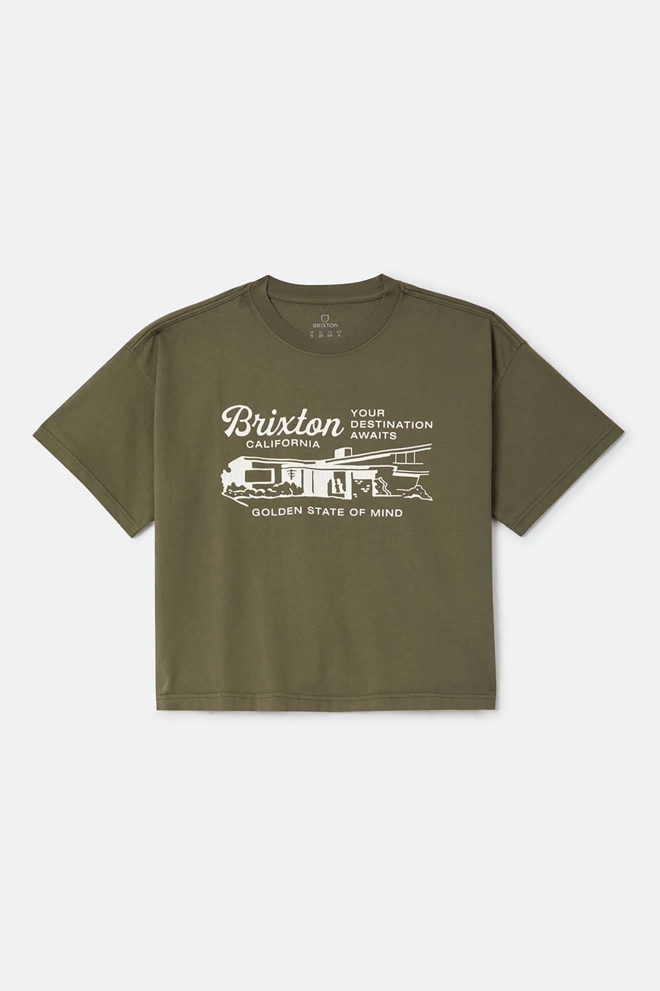 Your Destination Awaits Boxy Crop Top - Dark Olive