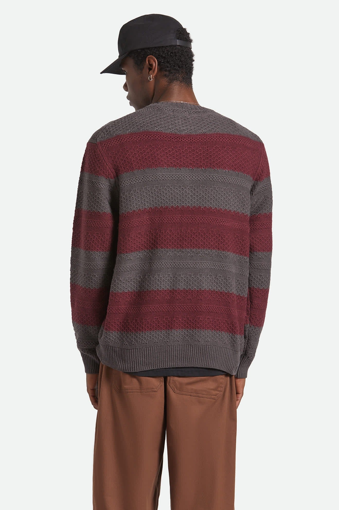 Midnight Crew Sweater - Black/Port Stripe