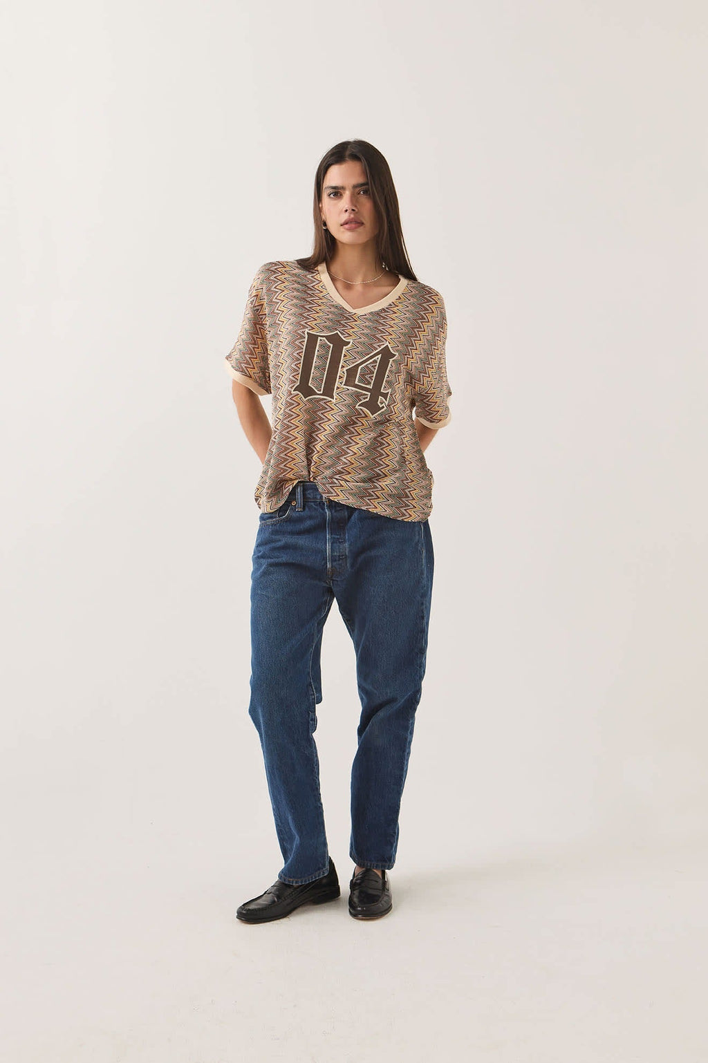 Football Oversized Mesh Jersey - Multi Color Zigzag