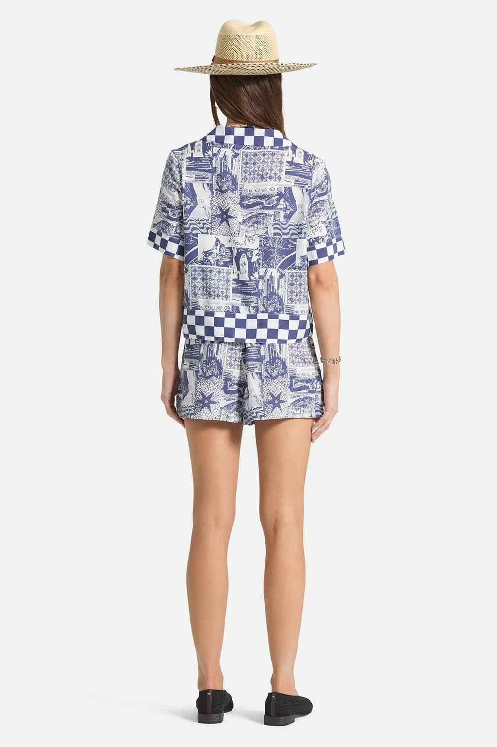 The Omar Button Down Short Sleeve Shirt - Navy/White Collage