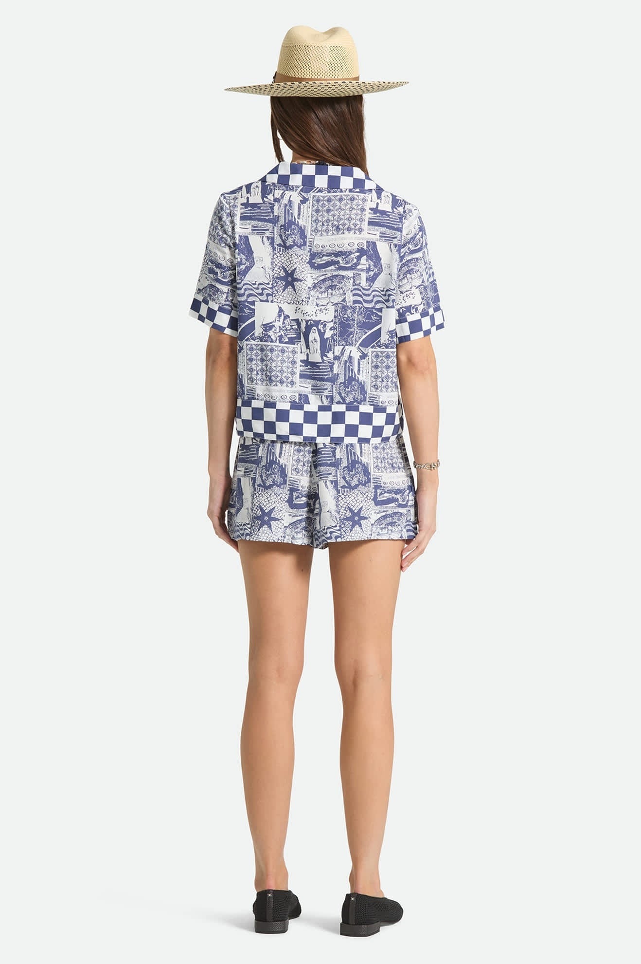The Omar Button Down Short Sleeve Shirt - Navy/White Collage