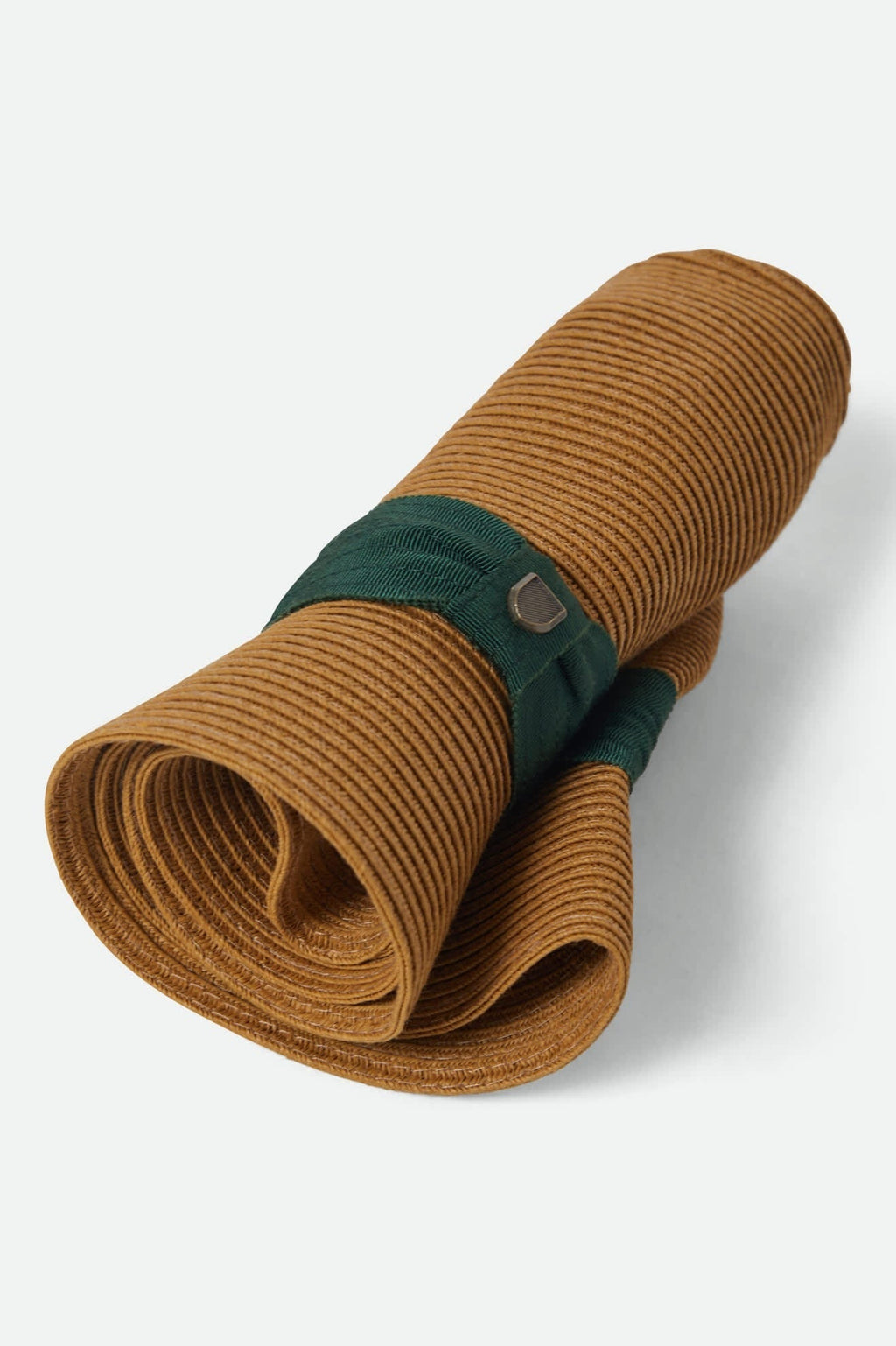Roma Straw Packable Fedora - Dark Tan/Primal Green