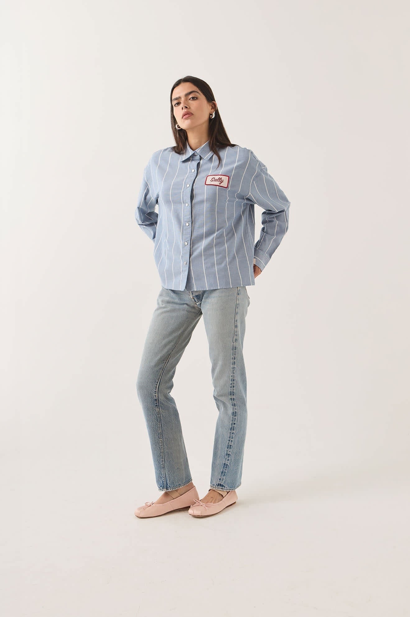 Ford Mustang Sally Shirt - Blue Chambray/Stripe