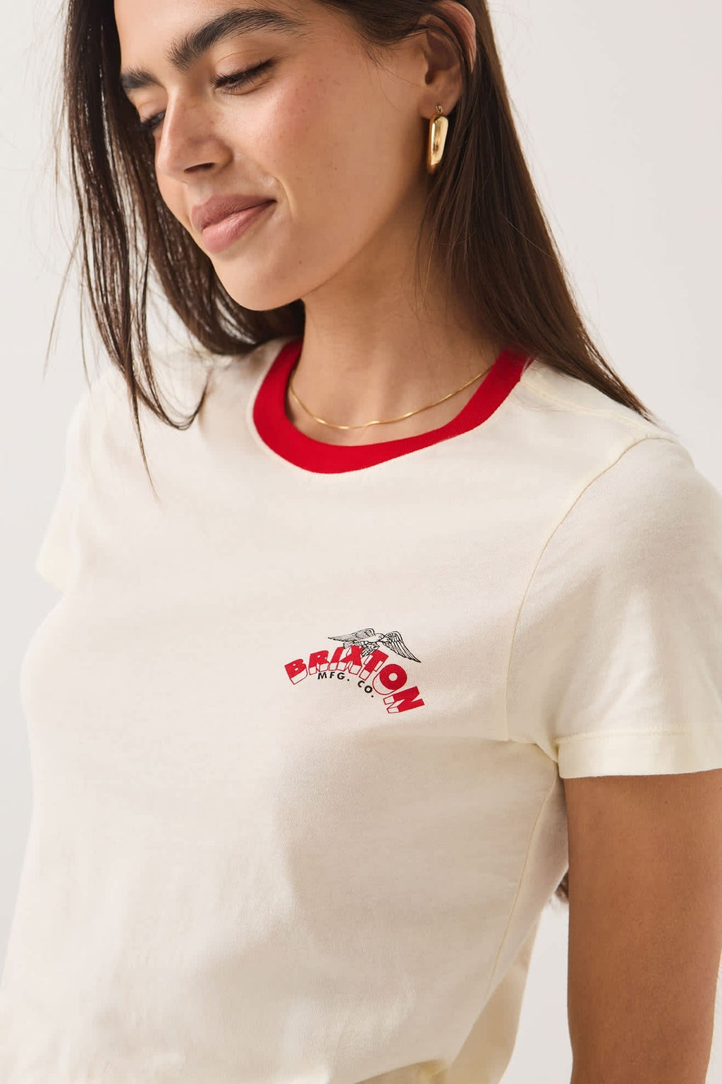 Brixton Banner Slim Crew T-Shirt - Off White