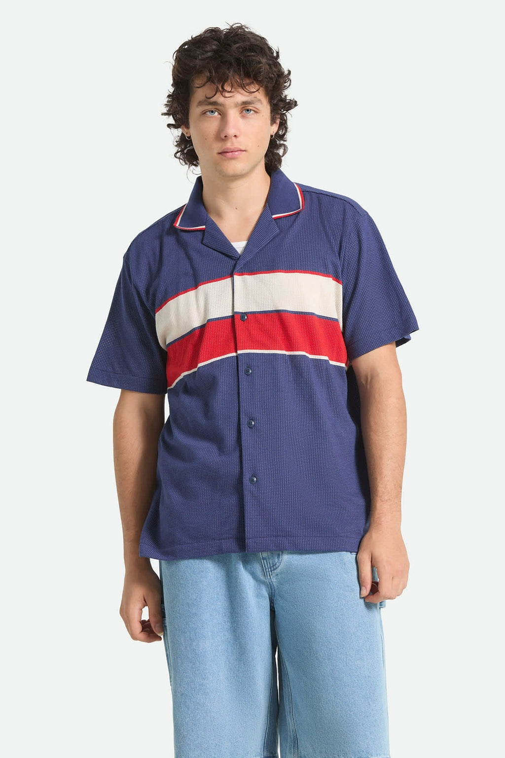 Bunker Mesh Short Sleeve Shirt - Washed Navy