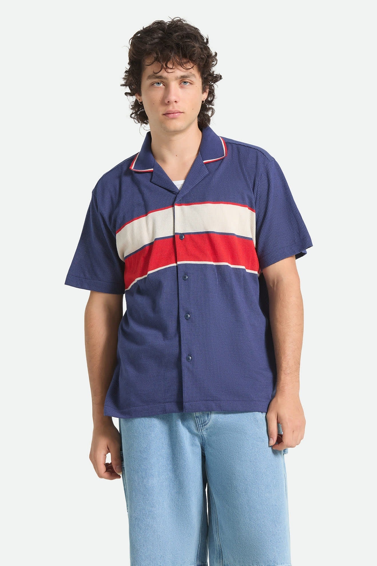 Bunker Mesh Short Sleeve Shirt - Washed Navy