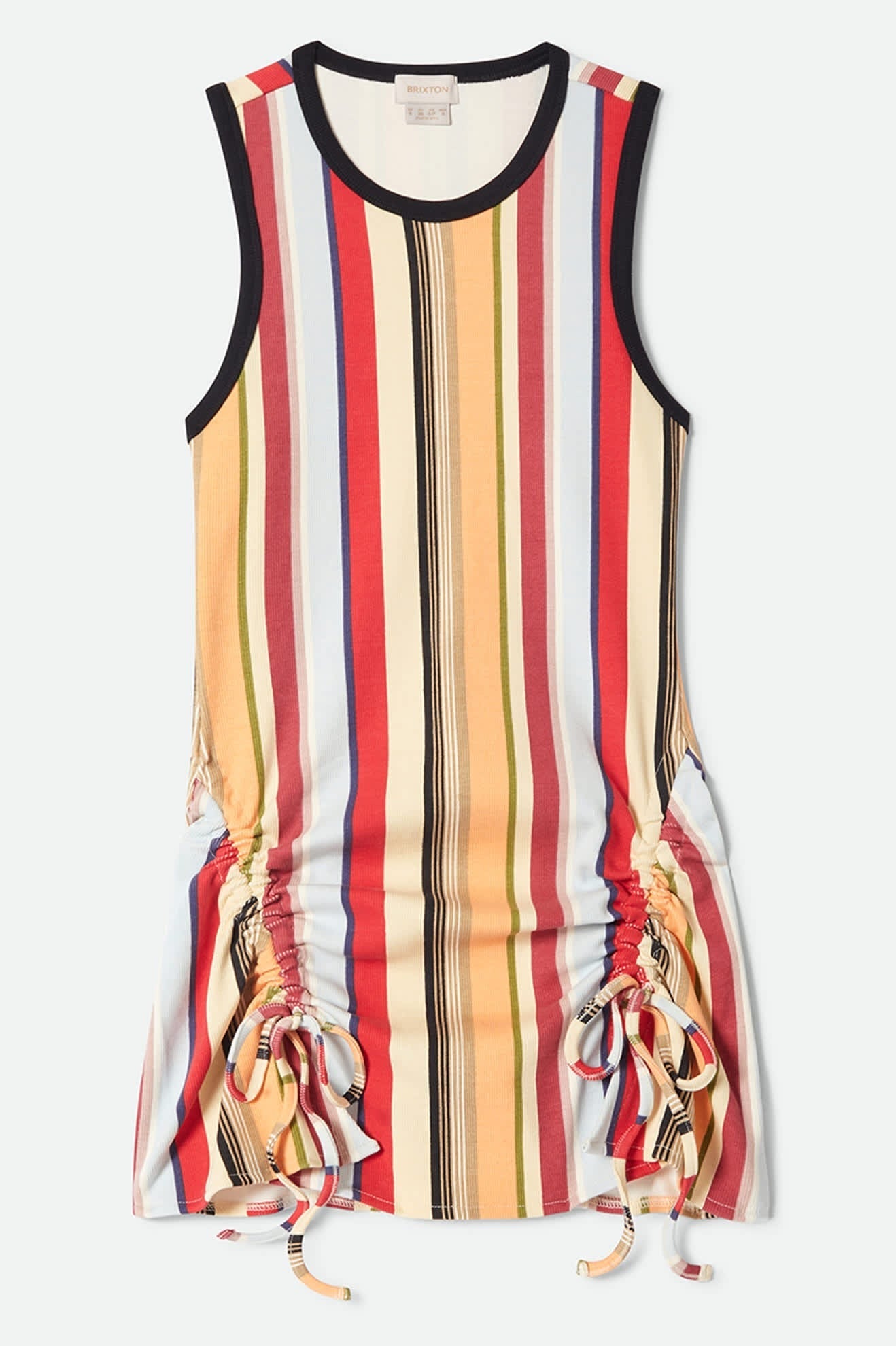 Ribbed Cinch Mini Dress - Peach Cobbler Multi Stripe
