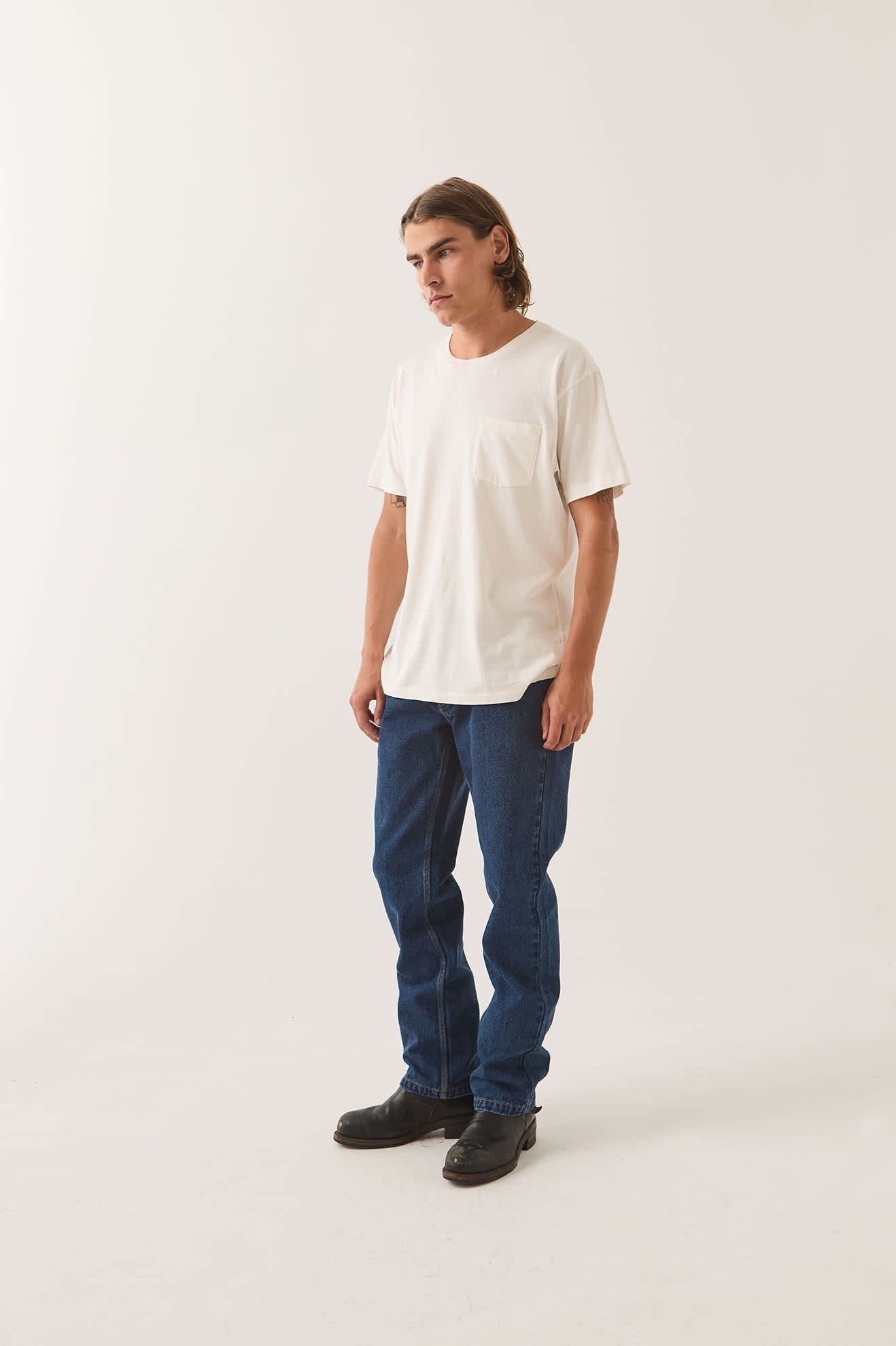 Brixton Baseline Pocket T-Shirt - Off White Vintage Wash