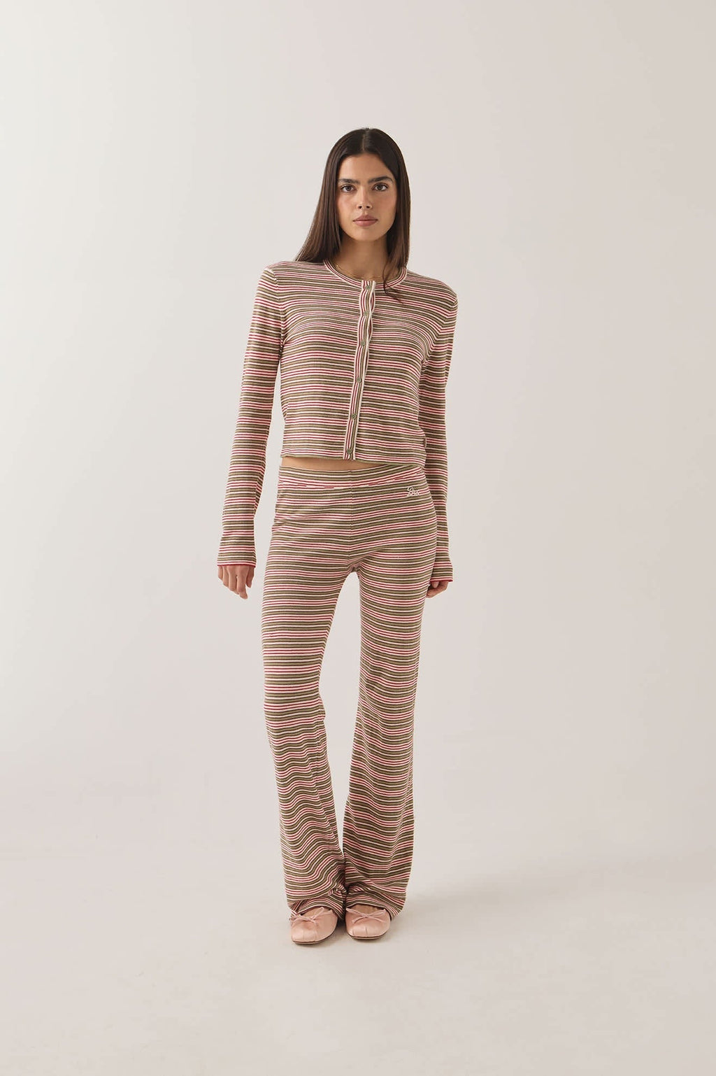 Bixby Lightweight Cardigan - Green Multi Stripe