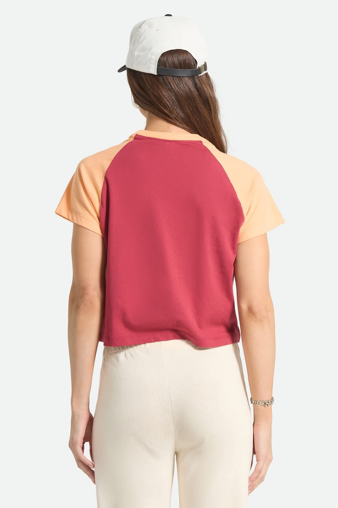 Swallow Sky Cropped Raglan - Robust Red/Peach Cobbler