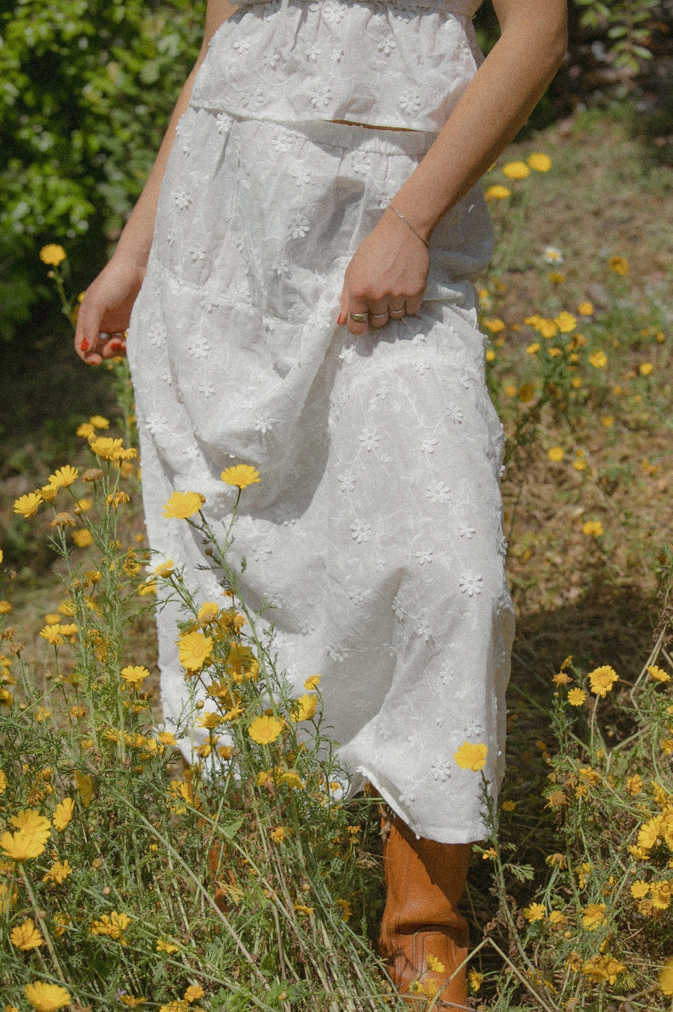 The Abigail Skirt - Off White Floral