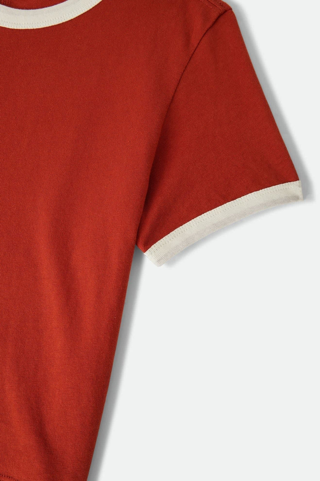 Carefree Organic Garment Dye Ringer T-Shirt - Rust/Off White