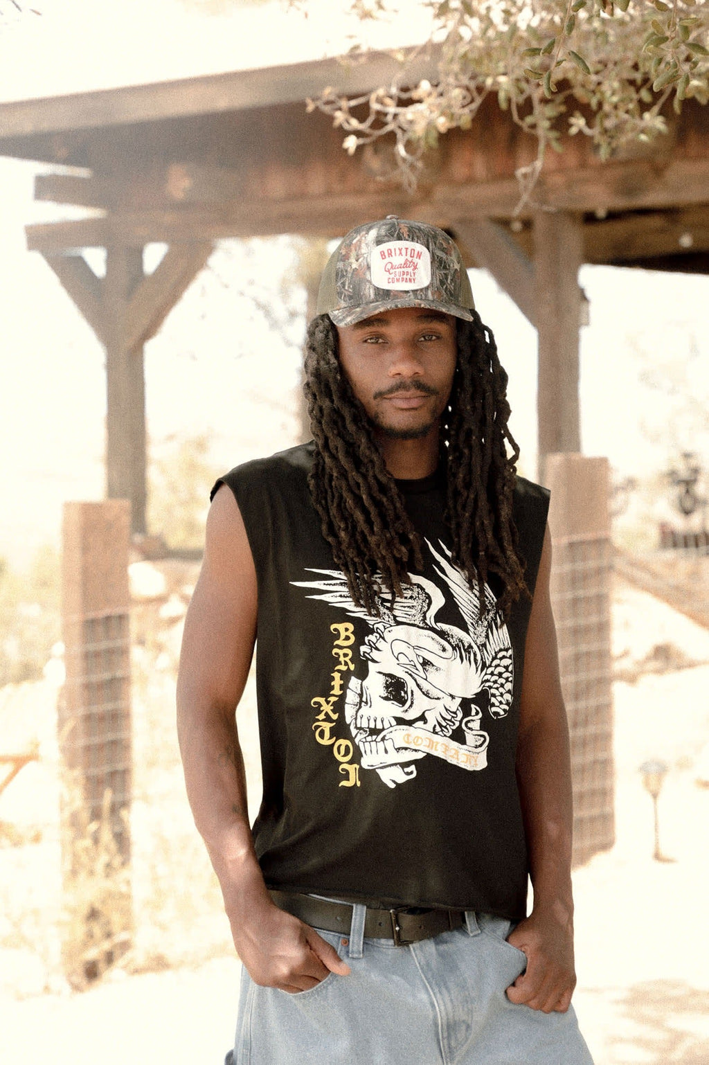Wolcott Worn In Boxy Muscle Tank - Black