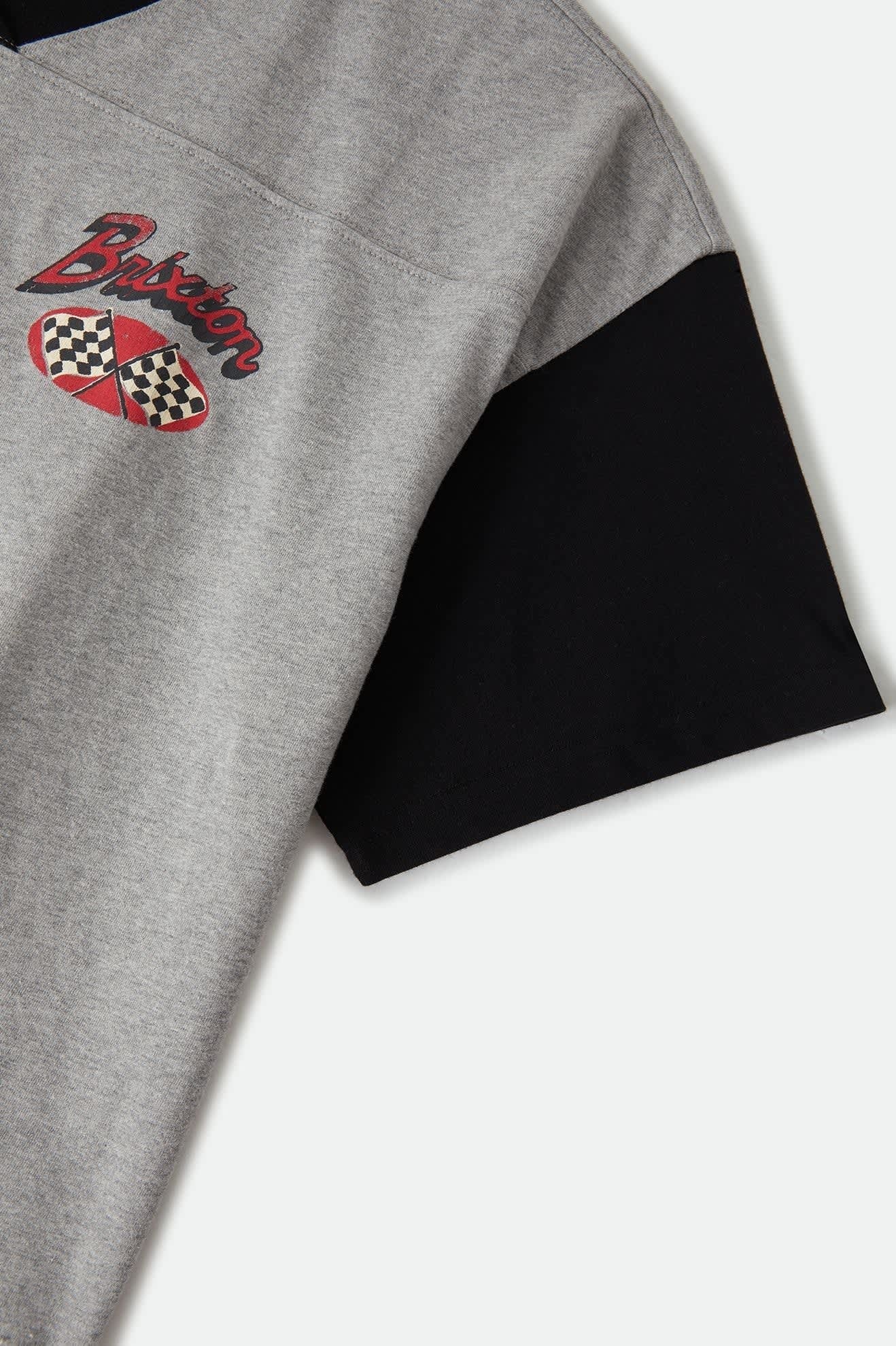 Winners Circle Boxy Football T-Shirt - Heather Grey/Black