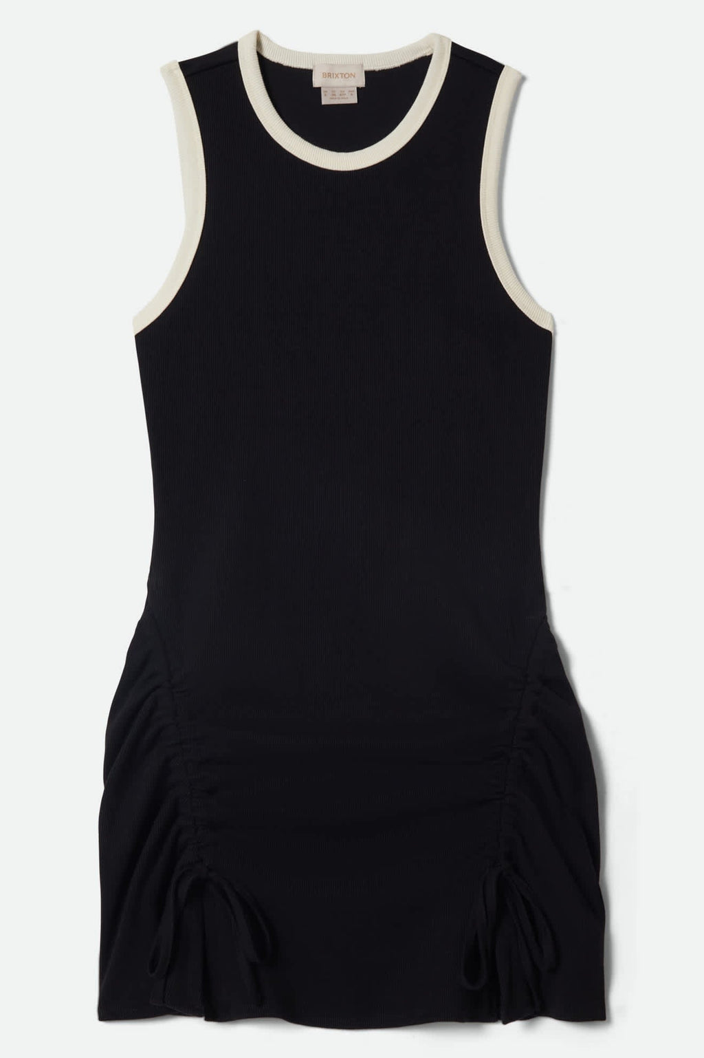 Ribbed Cinch Mini Dress - Black/Off White