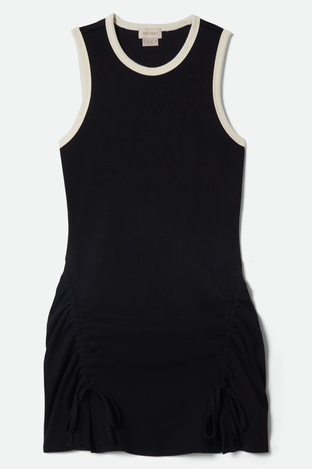 Ribbed Cinch Mini Dress - Black/Off White