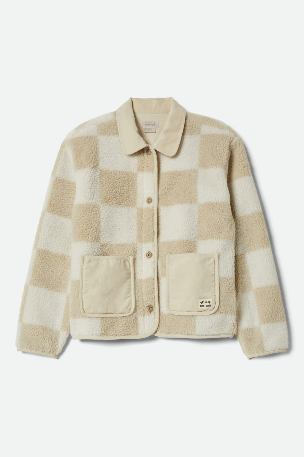 Delilah Sherpa Jacket - White/Natural Finish Line Checker