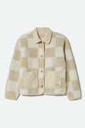 Delilah Sherpa Jacket - White/Natural Finish Line Checker