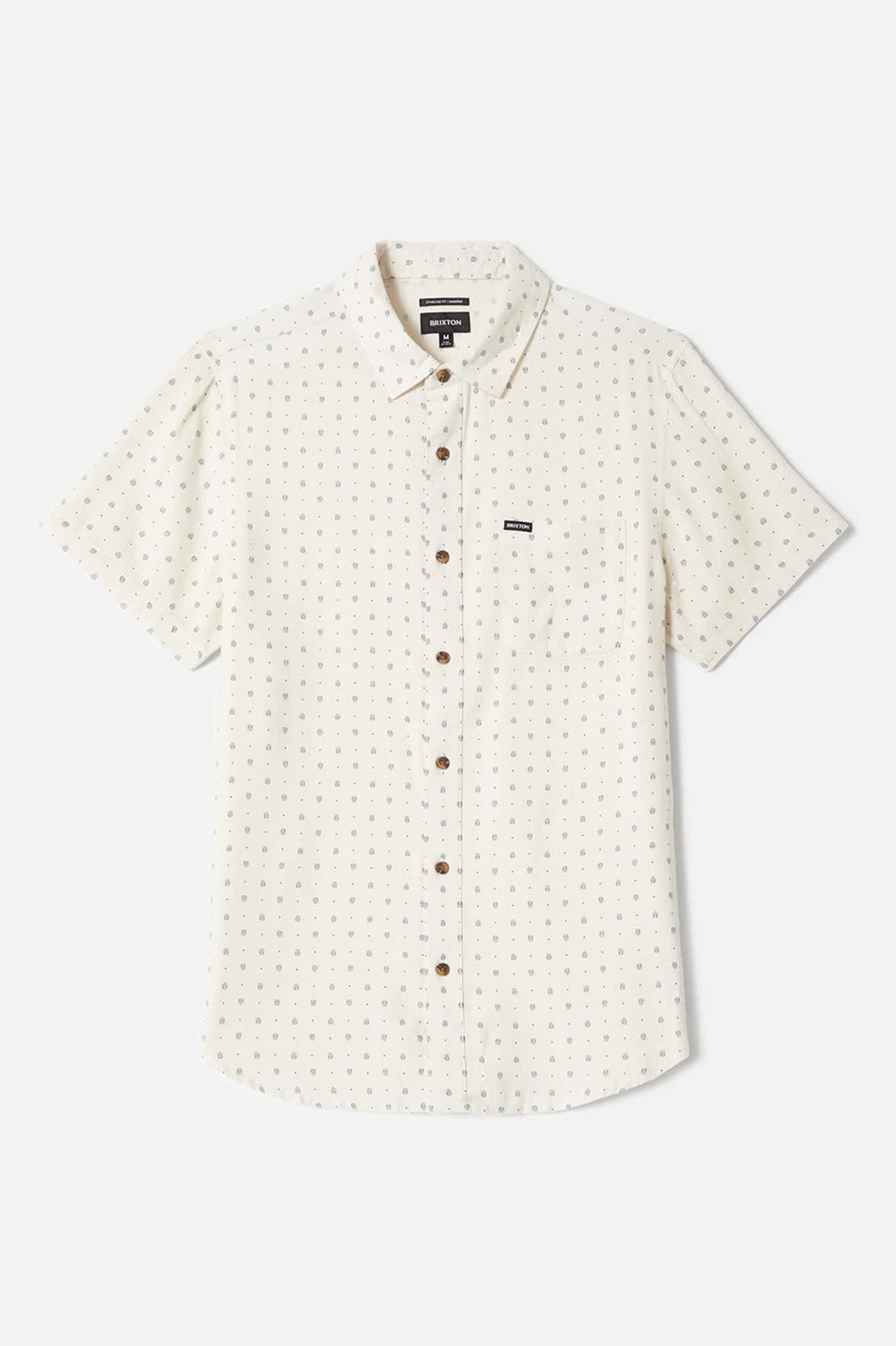 Charter Slub Short Sleeve Shirt - Off White Micro Geo