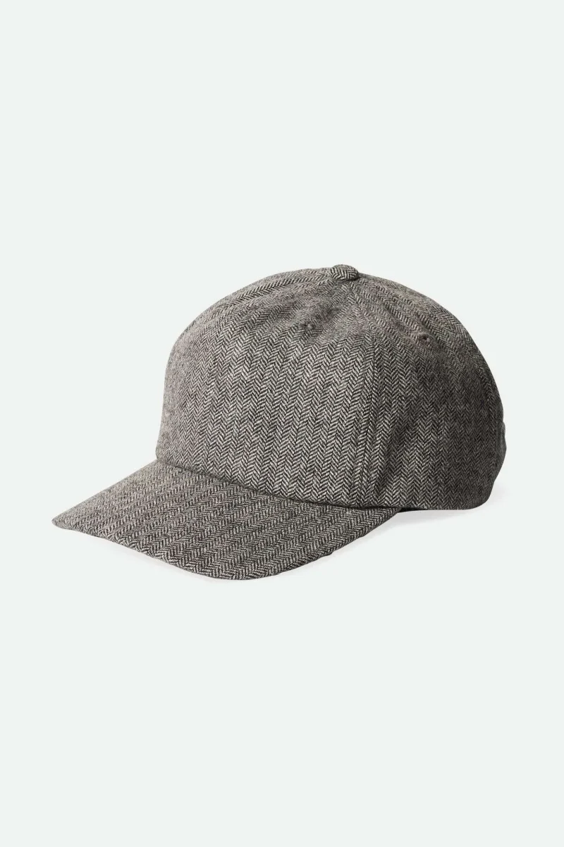 adjustable grey black herringbone shelby hat