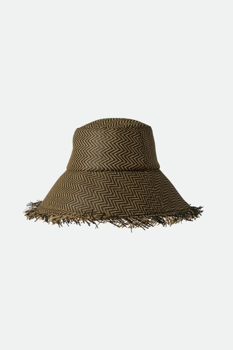 alice packable black natural bucket hat