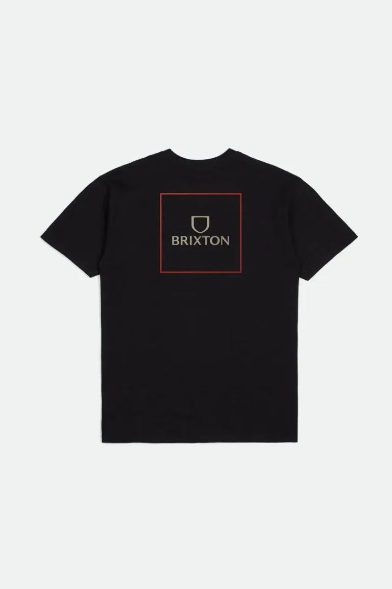 alpha square short sleeve tee black red sand