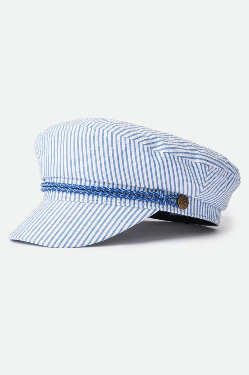 ashland seersucker cap slate blue off white