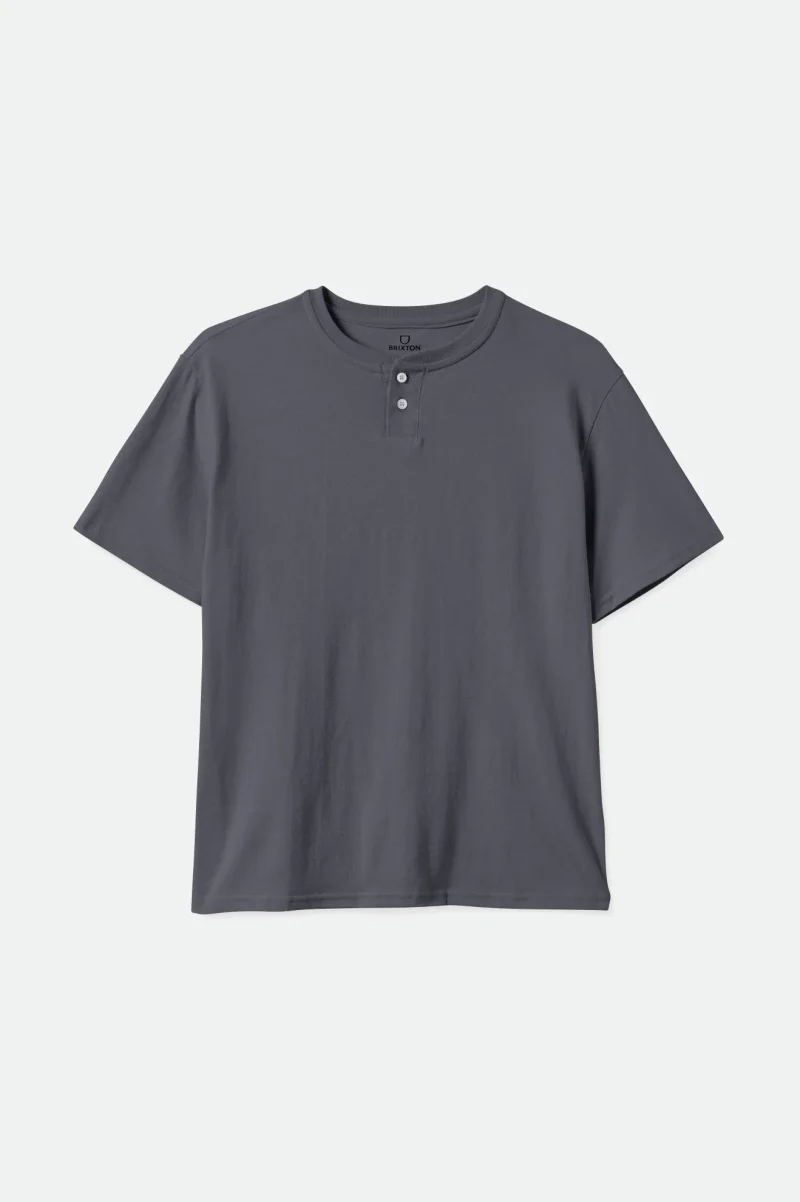 basic short sleeve henley tee pebble gray