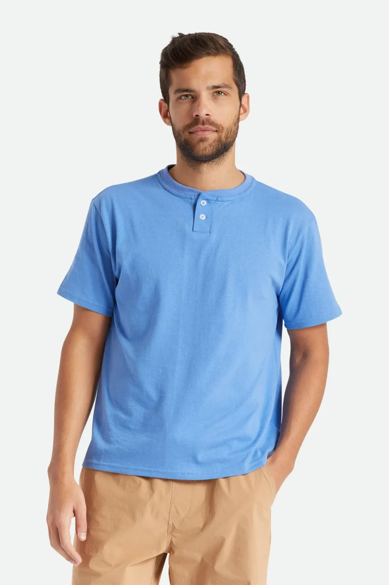 basic sky blue short sleeve henley tee