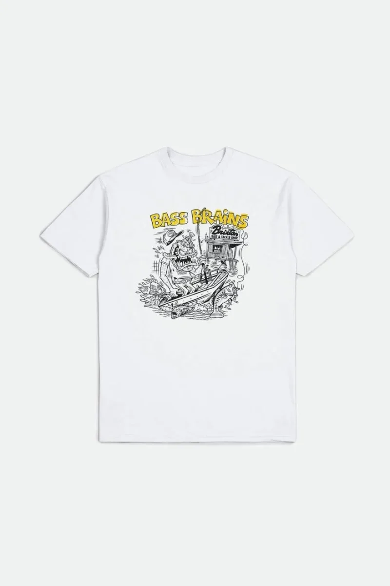 bass brains monster white short sleeve tee