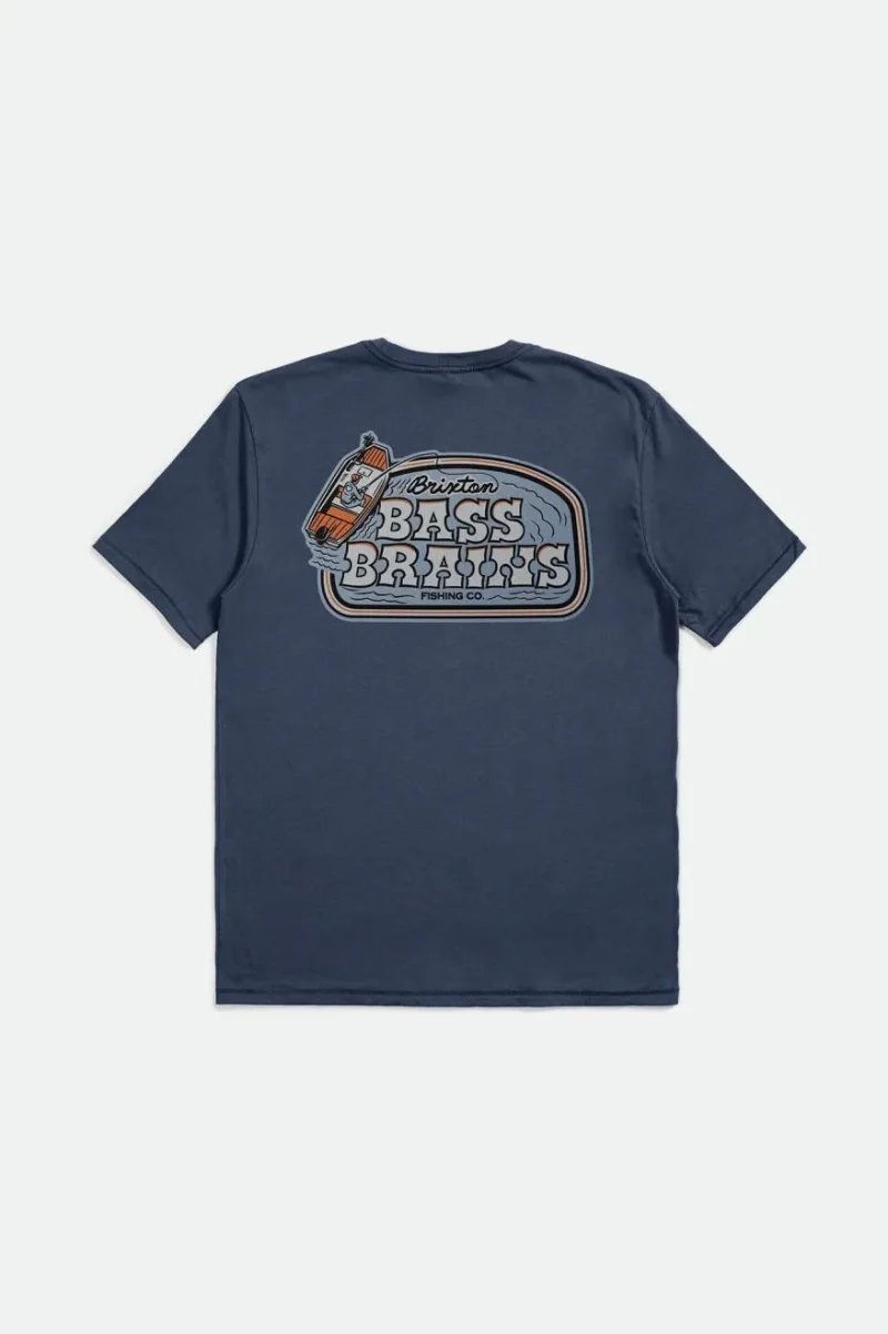 bass brains washed navy boat tee standard fit