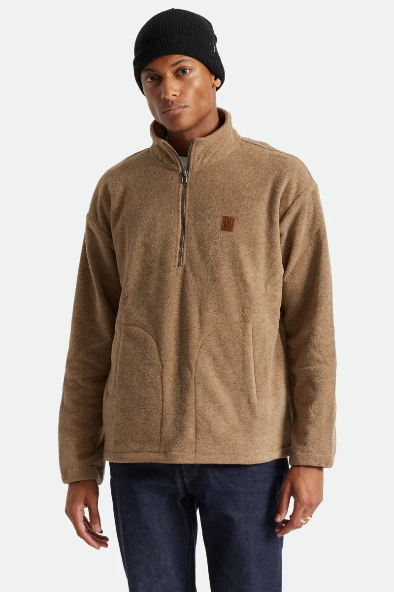 beta 1 2 zip mock neck sweater oatmeal