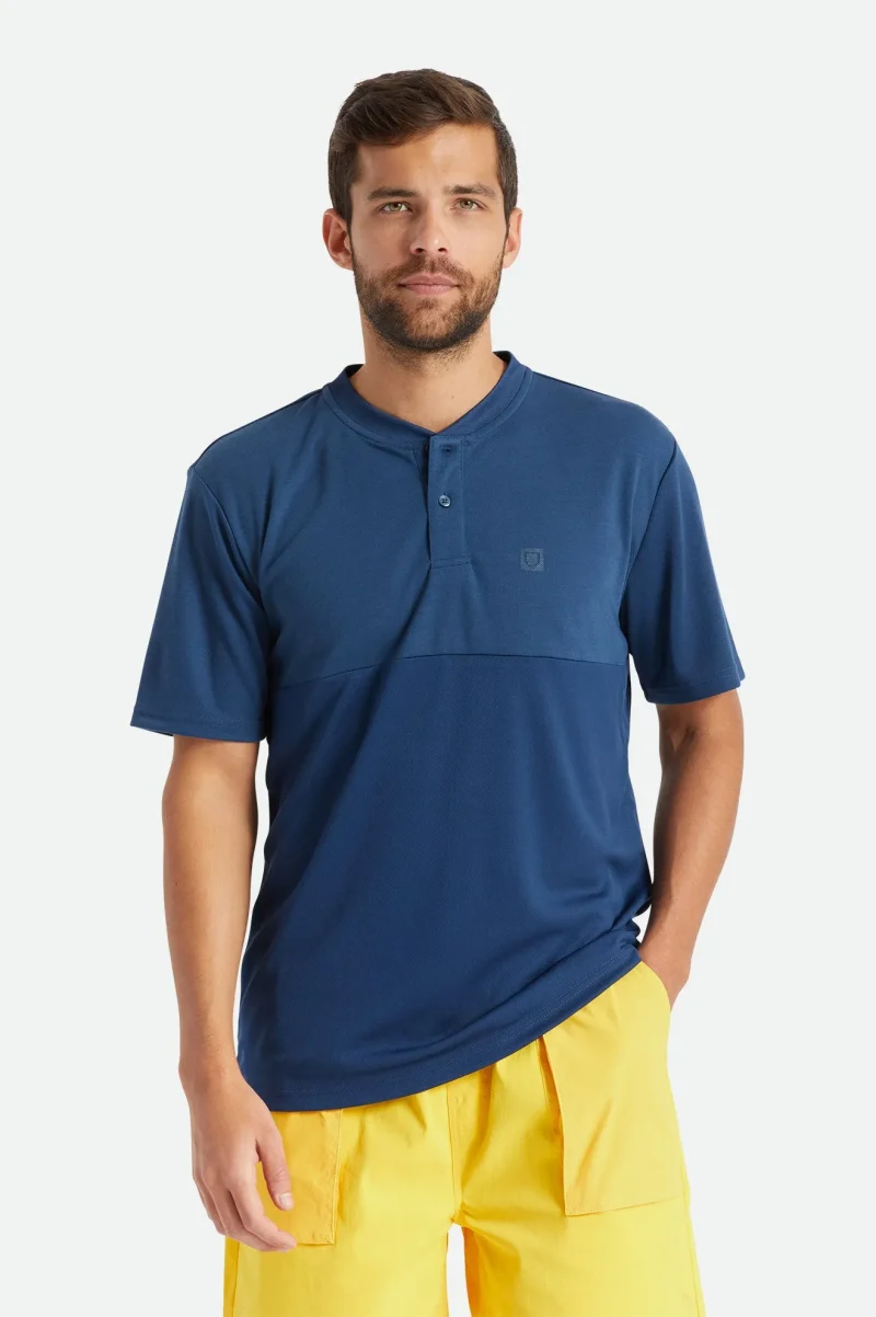 beta square quick dry henley tee joe blue