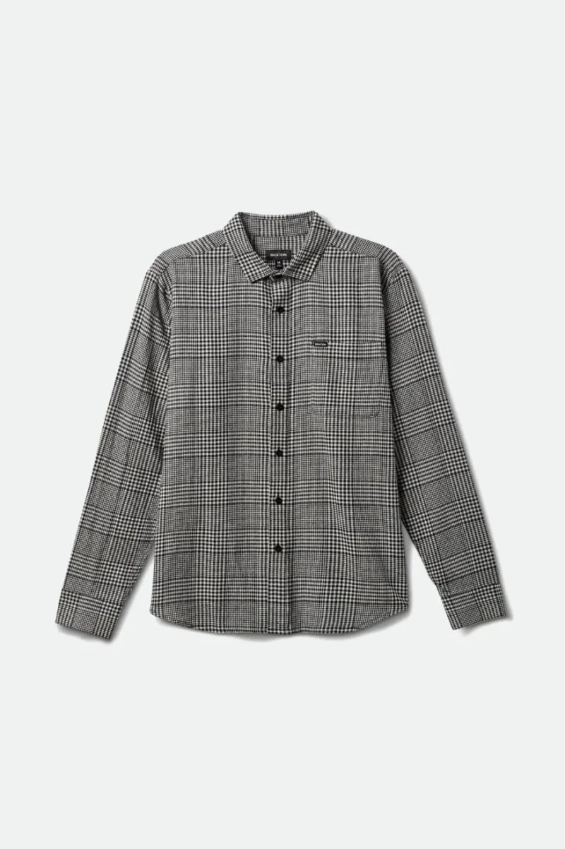 bixby long sleeve flannel shirt black grey white