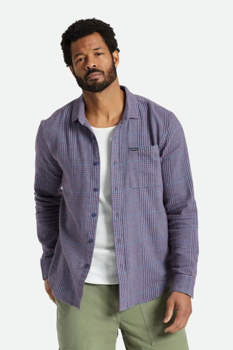 bixby long sleeve flannel shirt island berry pacific blue canal blue