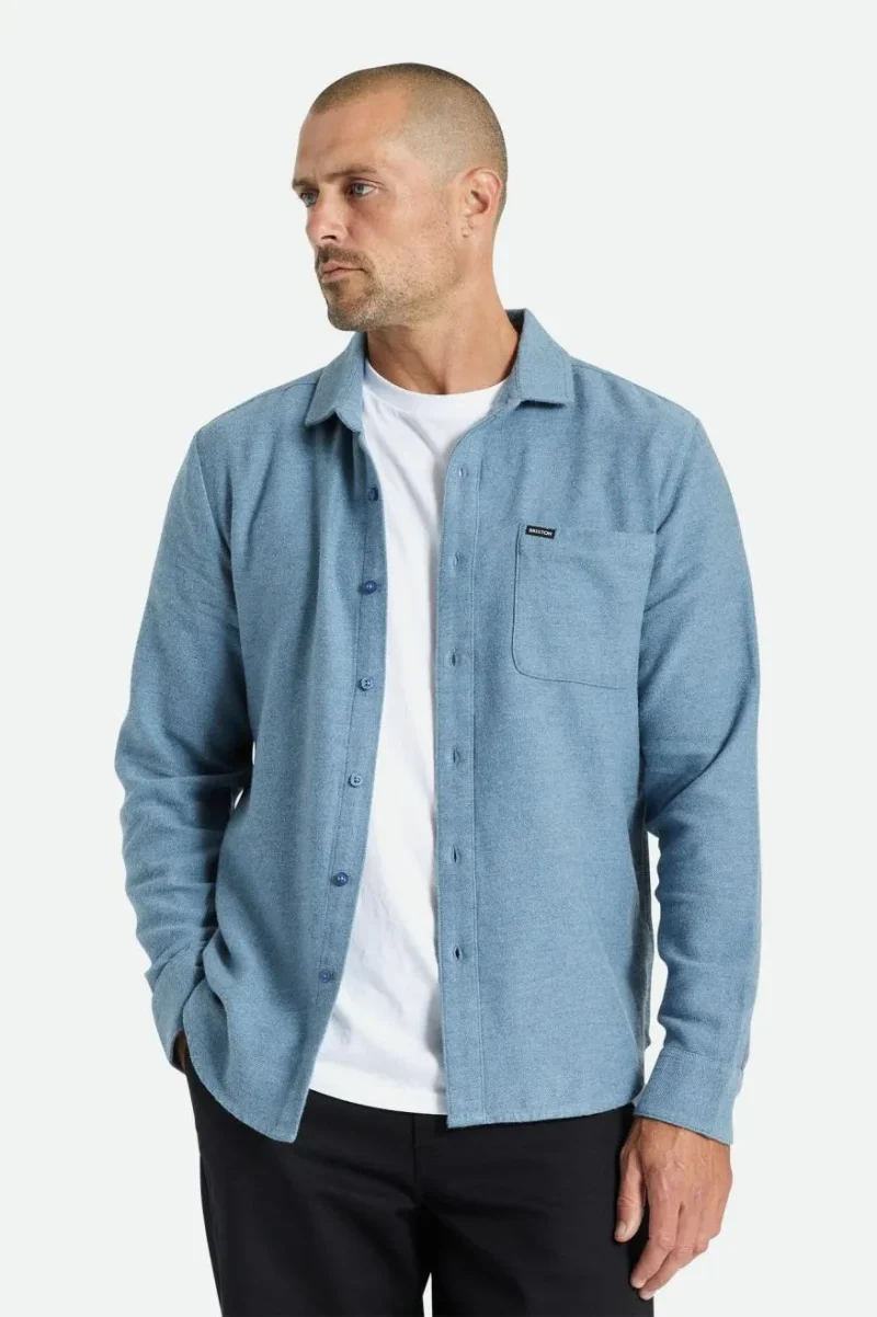 bixby long sleeve flannel shirt melange blue