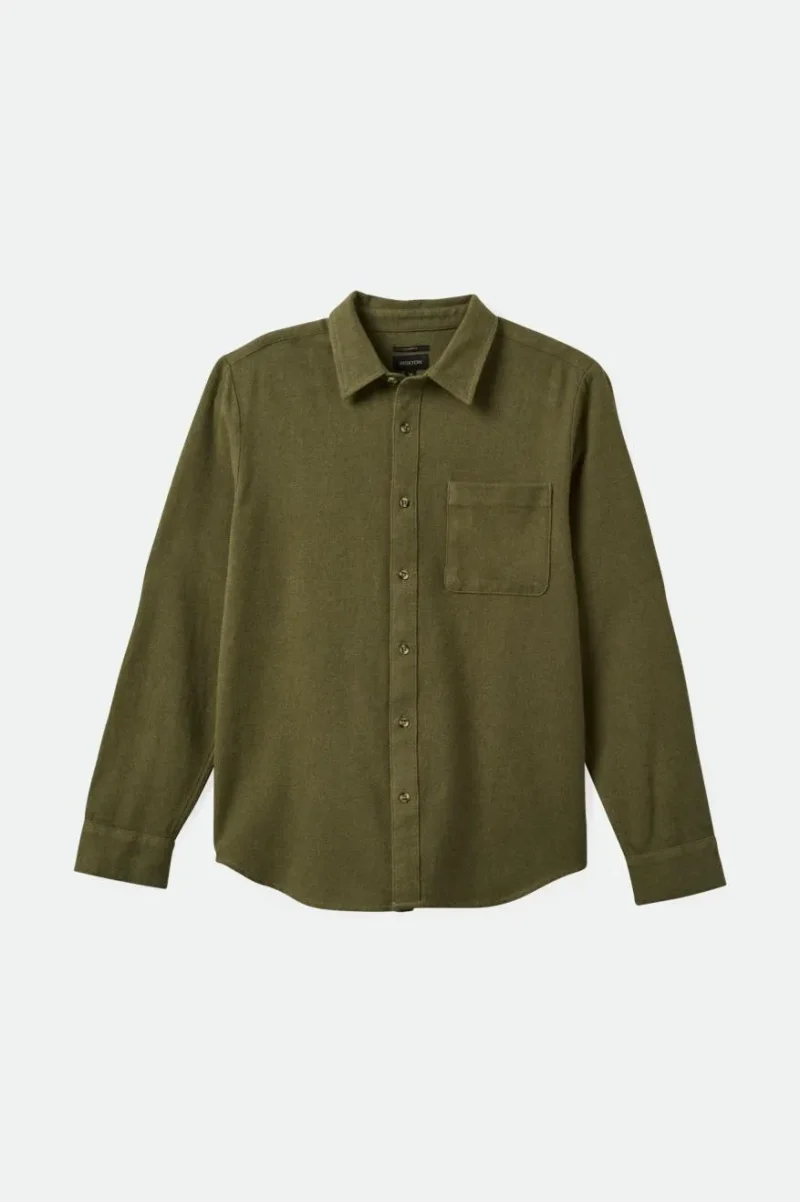 bixby reserve long sleeve flannel shirt olive melange