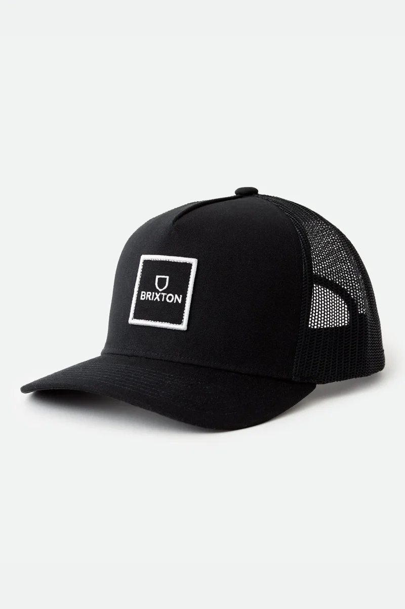 black alpha block trucker hat netplus