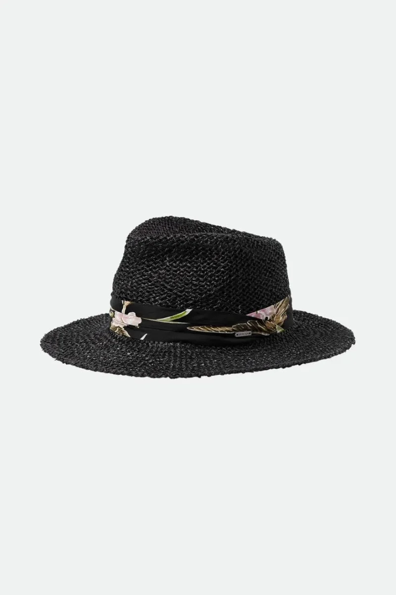 black black aloha straw fedora hat