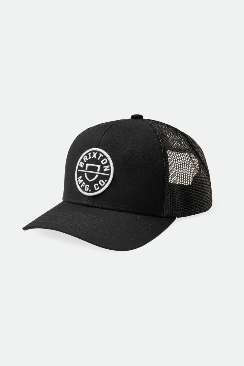 black black crest netplus trucker hat