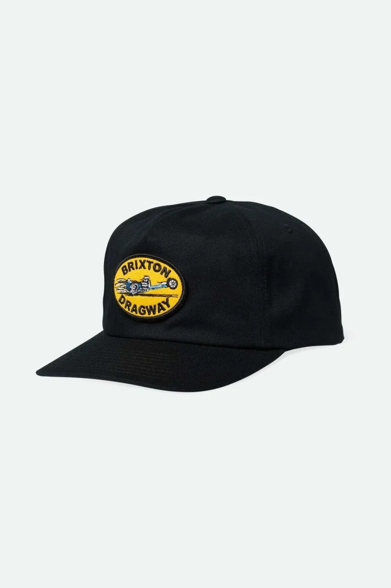 black dragway snapback hat